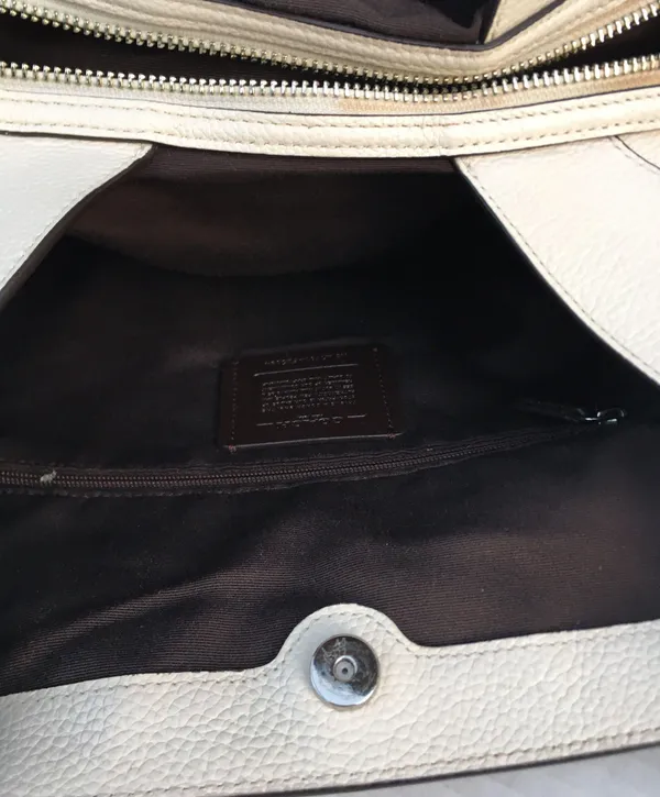 Coach Lexy Floral Pebble Leather Chain Shoulder Bag Purse Cream Flowers Large - Image 6