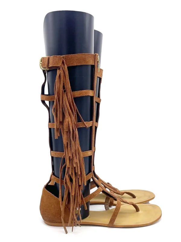 Colin Stuart Victoria’s Secret Sandals 9B Suede Fringe Tall Gladiator Festival - Image 4