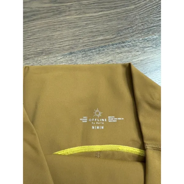 EUC Womens Aerie Offline 7/8 High Rise‎ Leggings mustard green Size M - Image 3