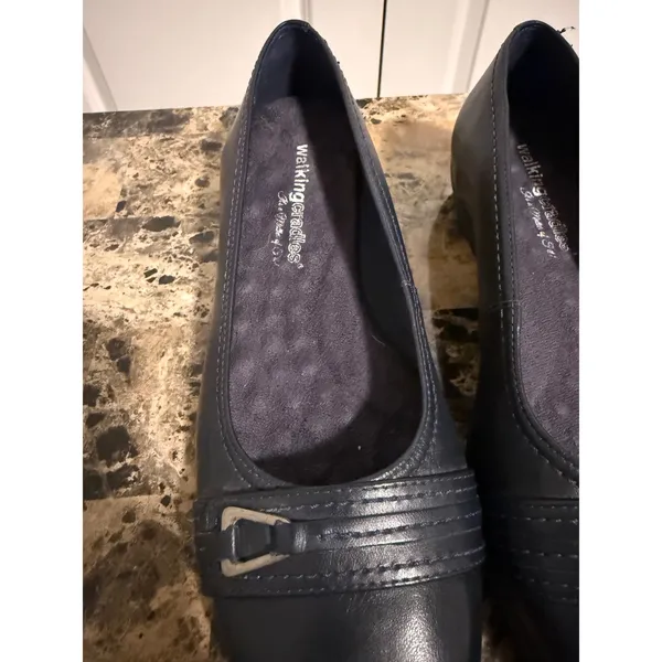 Walking Cradles Navy Blue Leather Buckle Detail Ballet‎ Flats 9.5W - Image 3