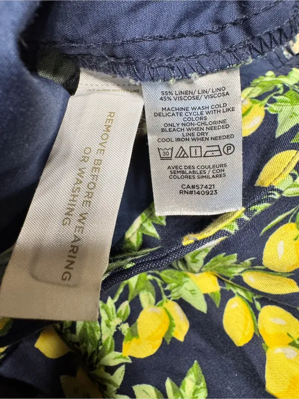 LOFT by ANN TAYLOR‎ Lemon Tree Verbena LINEN & VISCOSE Pants Sz S Wide Leg Comfy - Image 6