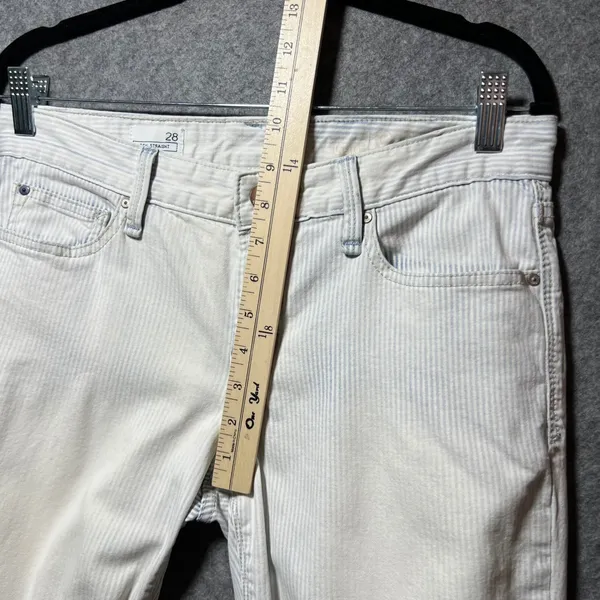 Gap 1969 Real Straight Blue White Railroad Stripe Pants‎ 28 Slim Fit - Image 7
