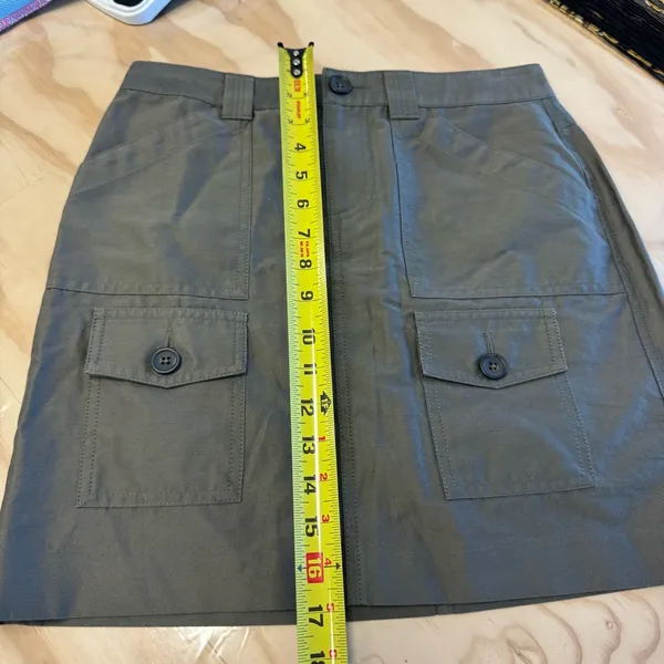 NWOT Banana Republic Cotton Silk Cargo‎ Safari Mini Skirt Military Green Sz 2 - Image 8