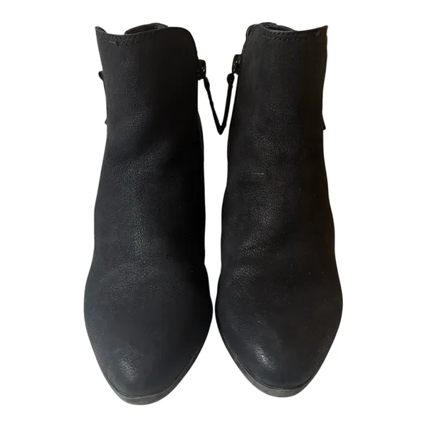 Frye Judith Black Leather Double-Zip Ankle Boots Size 8M Stacked Heel Booties - Image 2