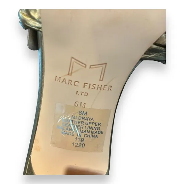 Marc Fisher Women Draya Slide Sandals Heeled Gold‎ Leather Sz 6M - Image 8