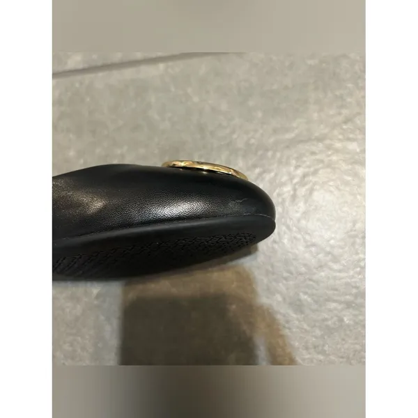 Tory Burch Black Leather Gold Logo Slip On Ballet Flats Women’s Shoe Size 8 - Image 6
