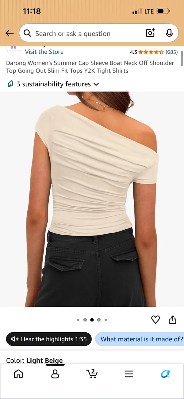 Amazon boat neck off the shoulder top - Image 3