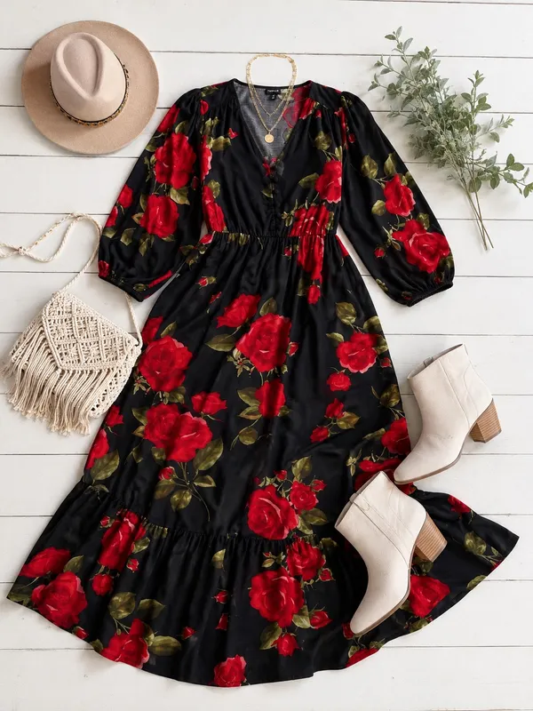 Torrid Black Floral Maxi Dress - Image 2
