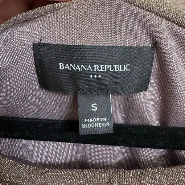 Banana Republic Gold Brown Metallic Sparkly Low Shoulder Top Small - Image 3