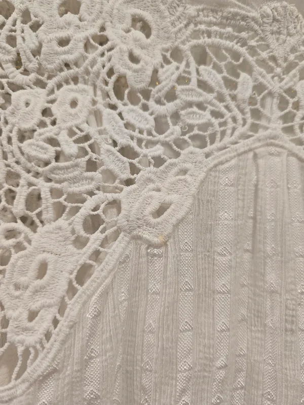 Anthropologie Moira peasant blouse intricate lace smocked cuffs V Neck 0 - Image 8