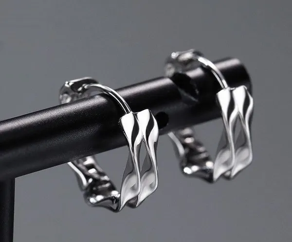 925 Silver Plated Twist Small Hoop Earrings for Men Women - Image 2