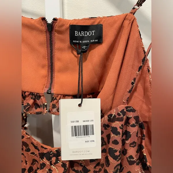 Bardot Leopard‎ Frill Cut Out Mini Dress Size 12/XL - Image 9