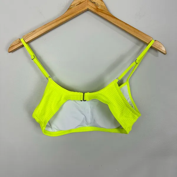 Halara Women's Bikini Bathing Suit Top Neon Yellow Sporty Size Small Cruise Vaca - Image 5