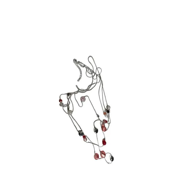 Marked NWT silver and pink beaded layered necklace - Image 5