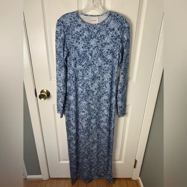 Reformation Tommie Knit Midi Dress in Taylor Blue Floral M - Image 2