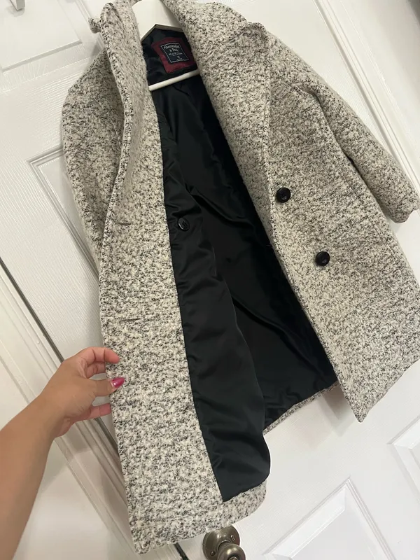 Abercrombie & Fitch Wool Blend Coat XS Boucle Peacoat Old Money Preppy Classic - Image 5