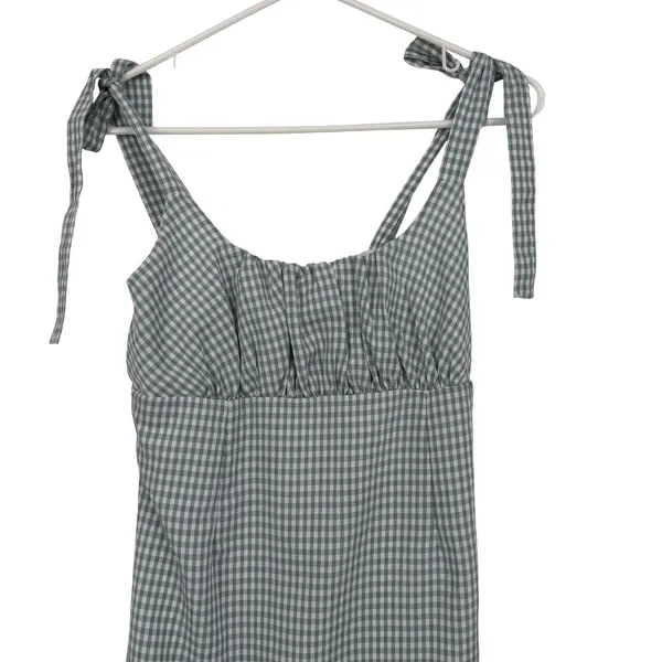 L.A. Hearts Gingham Mini‎ Dress Womens Small Sage Green Excellent Tie Shoulder - Image 2