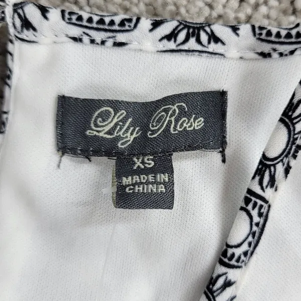 NWT Lily Rose Dress Womens XS Black White Print Sleeveless Halter Sundress - Image 2