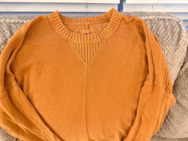 Aerie Burnt Orange Ribbed Oversized Crew Neck Sweatshirt - Image 2