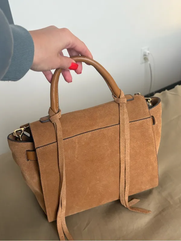 EXPRESS TAN CAMEL SUEDE TOP HANDLE SATCHEL BAG - Image 2