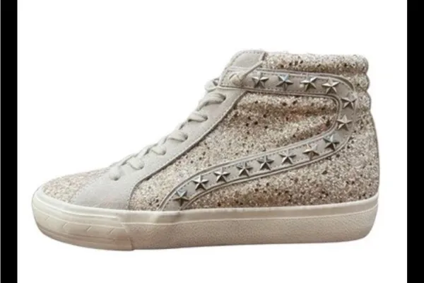 Havaianas Vintage Havana Glitter Star High Tops Women’s 11 Silver Sequin Sparkly Sneaker - Image 4