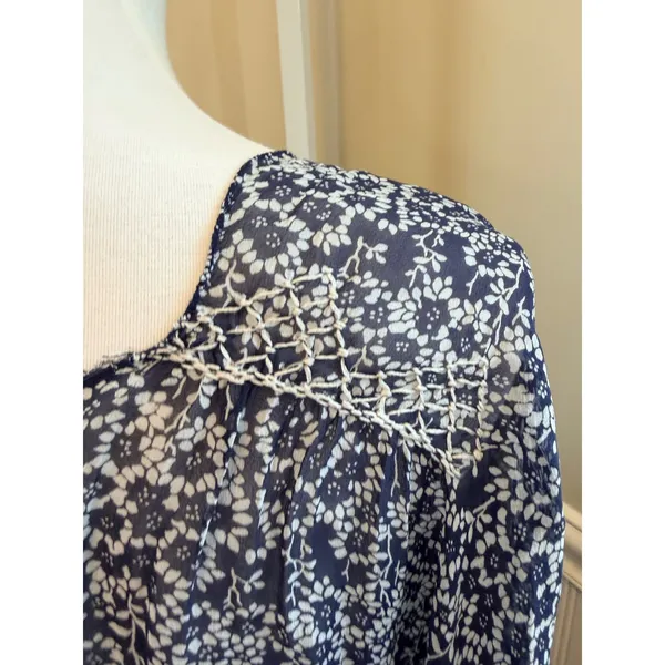 Ulla Johnson Samira Dress Silk Floral Drop Waist Mini Dress Bleu Blue Size 10 - Image 10