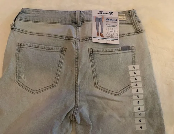 Seven 7 Women’s Blue Denim Weekend Slim Fit Jeans Size 4 Distressed MSRP $69 - Image 3