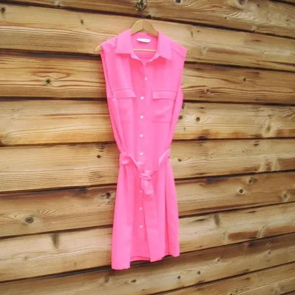 Amanda Uprichard Edith Mini Dress Hot Pink - Image 4