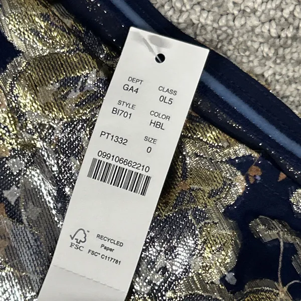 J Crew Collection Dress Womens 0 One Shoulder Silk Lurex Metallic Lily Swirl New - Image 5