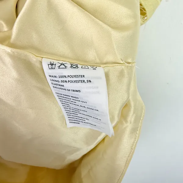 Bardot Lina Lace Sheath Dress Sleeveless Yellow Size 6 Small S EUC - Image 8