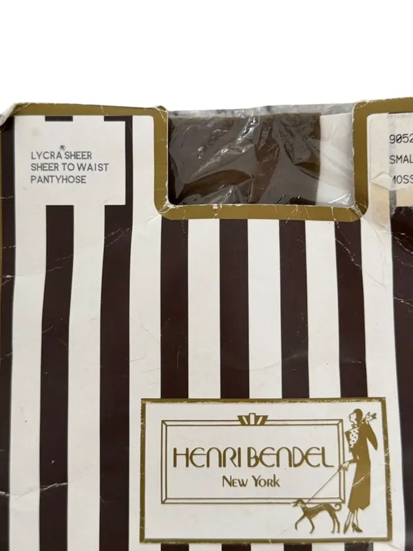 HENRI BENDEL Vintage Moss Green Tights Stockings Size Small NEW NIP - Image 4