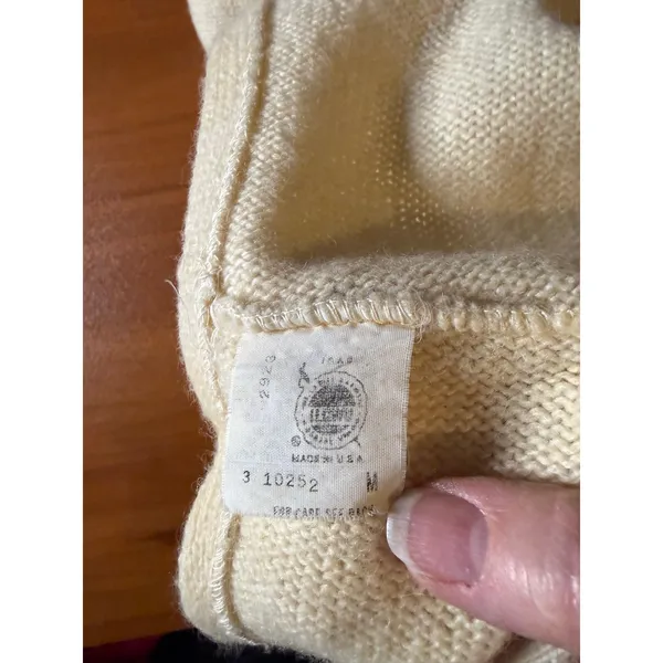 Vintage Robert Bruce Cardigan Vest Sweater Men's Medium Cream Knit Preppy - Image 7
