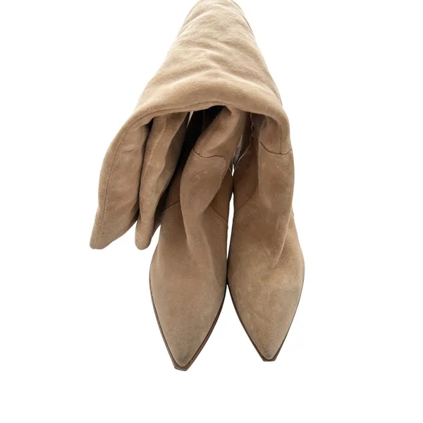 Vince Camuto Tan Suede Tall Block Heel Boots Womens 6.5W Extra Wide Calf - Image 4