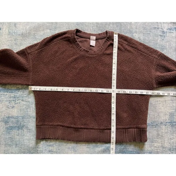 Auden Brown Teddy Cropped Fleece Crew Neck Sweater Medium - Image 5