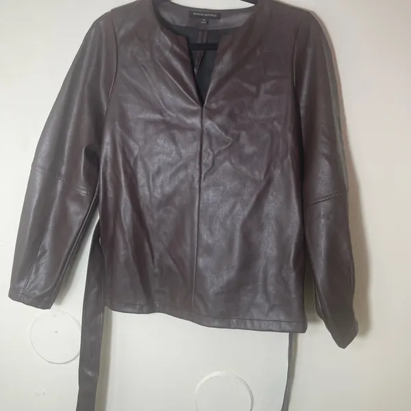 Banana Republic brown vegan leather jacket - Image 2
