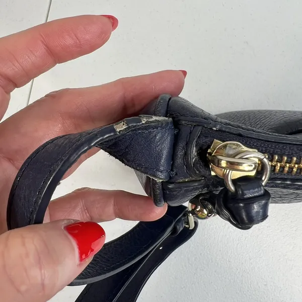 Kate Spade Lombard Street Cayli Crossbody Bag Navy Pebbled‎ Leather Purse READ - Image 11