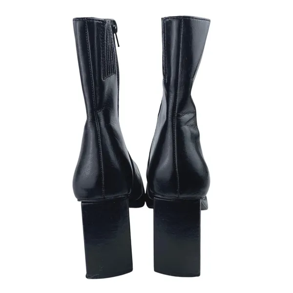 Steve Madden Freya Women's Black Leather Square Toe Zipper Heeled Boots Size 8M - Image 3