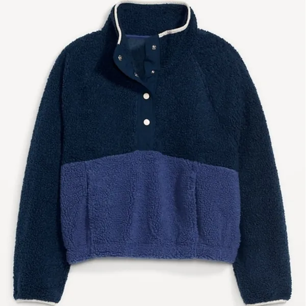 Old Navy NWT Long-Sleeve Oversized Two-Tone Sherpa Sweatshirt for Women - Image 6