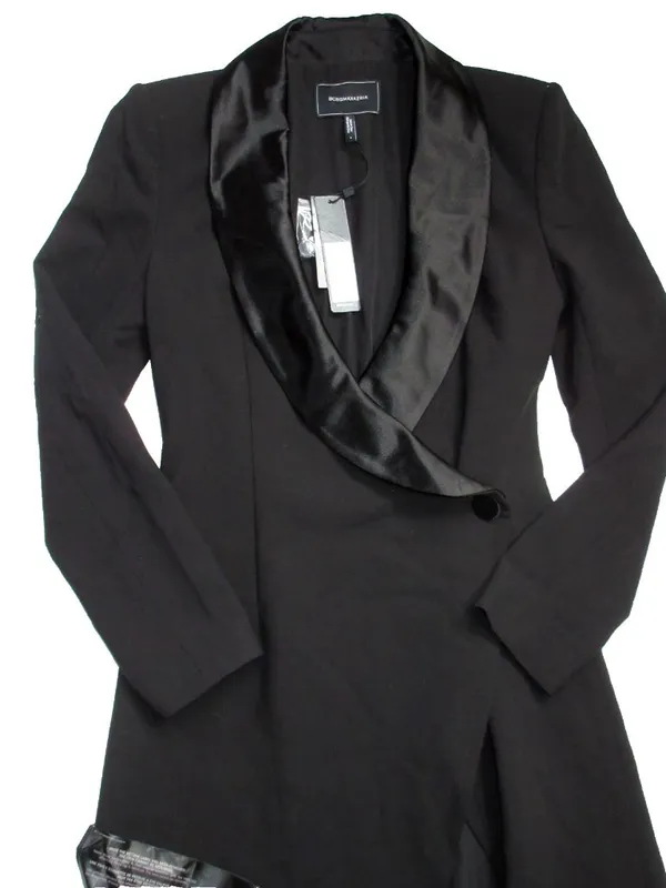 NWT BCBG MaxAzria Luciano Tuxedo Gown in Black Coat Jacket Dress 4 $498 - Image 6