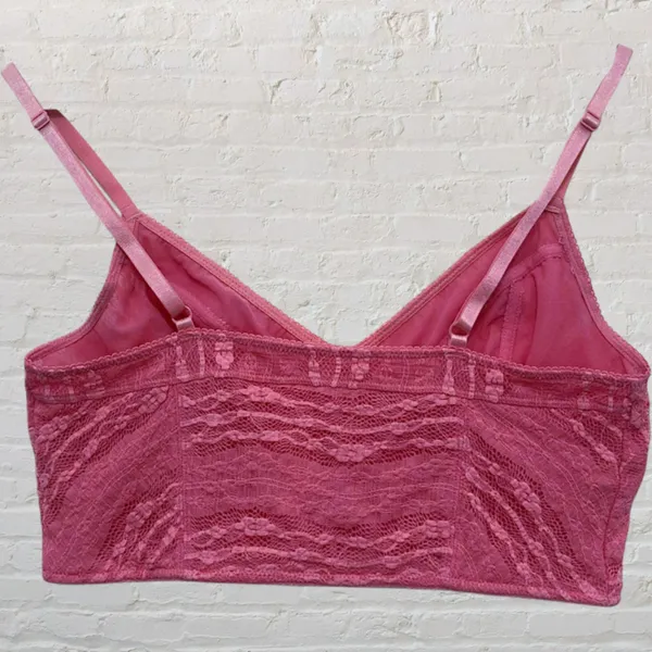 Free People Intimately Lace Bralette L Pink Lemonade Crop Top Stretch Mesh - Image 4