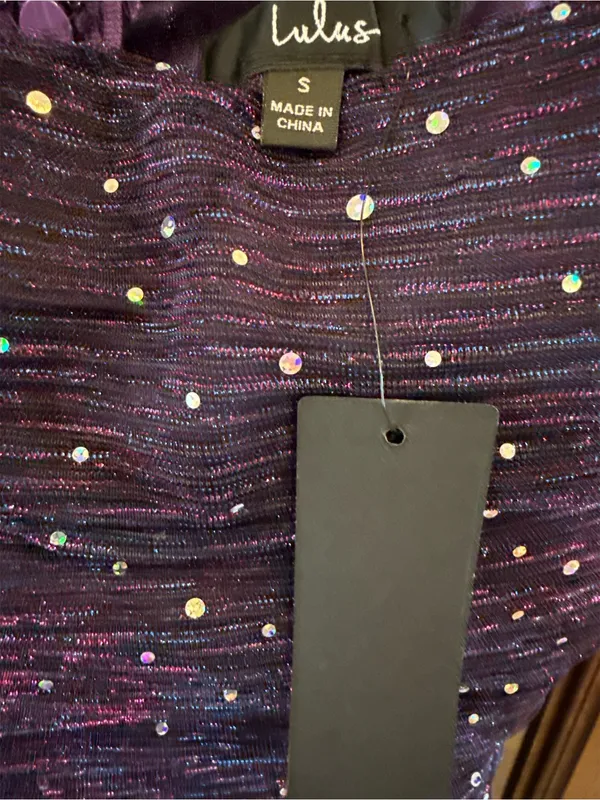 Lulu's Purple Sequin Ruched Slip Dress - Image 3