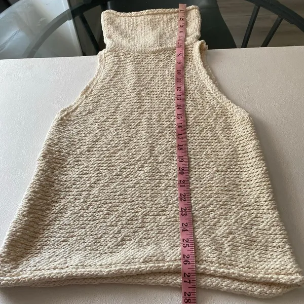 Pilcro Anthropologie Cream Chunky Knit Cowl Neck Sleeveless Top Small Boho - Image 6