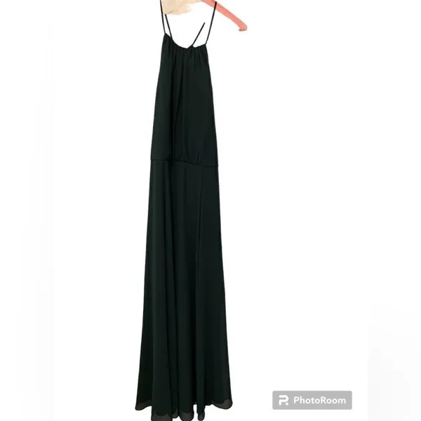Amsale BHLDN Formal lined Maxi Dress chiffon style overlay Sz 14 Green - Image 2