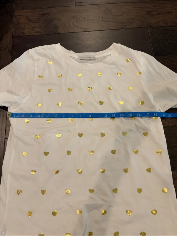 New with Tags Evereve South Parade Gold Hearts Tee Sz M - Image 4