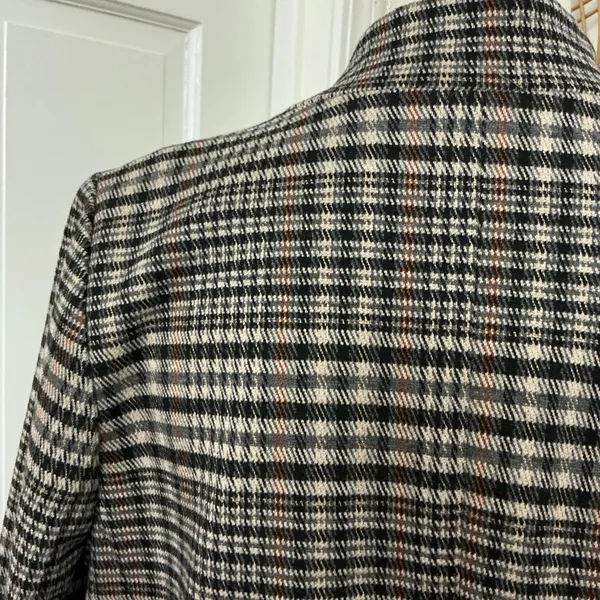 Soft Surroundings St. James Blazer M Gray Plaid Dark Academia Oversized Classic - Image 5