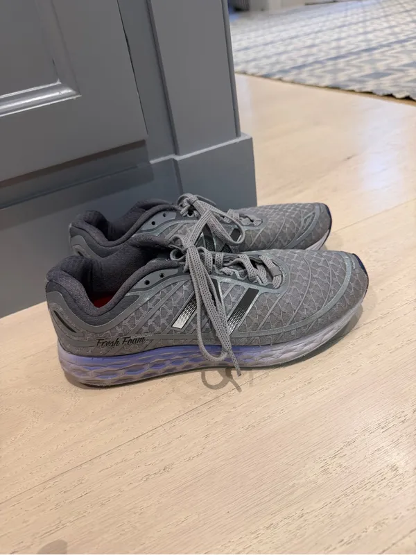 New Balance Gray Mesh Running Sneakers with Navy Accents - Image 2