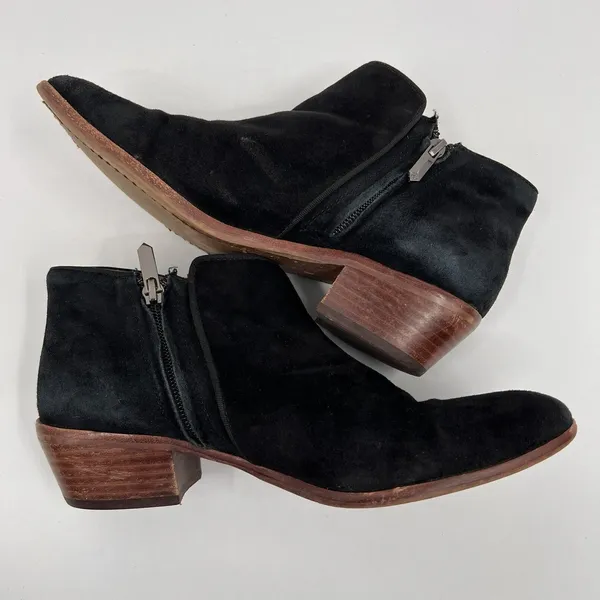Sam Edelman Petty Zip Up Ankle Boots Black Suede Booties Womens Shoes Size 8M - Image 6