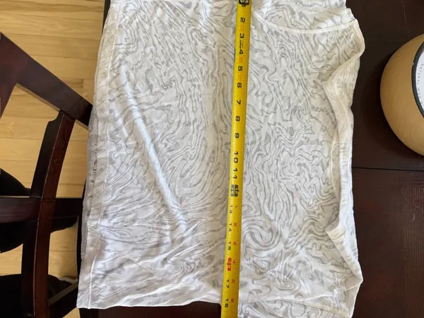 Lululemon All Yours Crop Tee in a white swirl sheer pattern - Image 3
