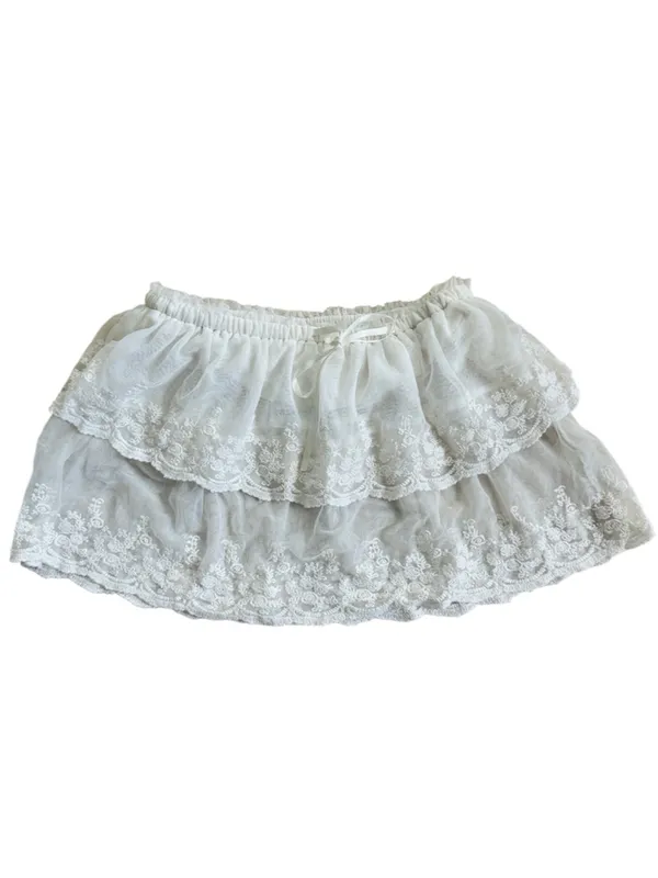 Free People White Lace Tiered Mini Skirt NEW - Image 3