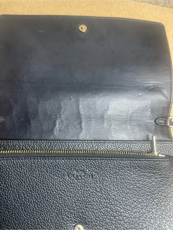 COACH Anna Foldover Black Pebbled Leather Crossbody - Image 8